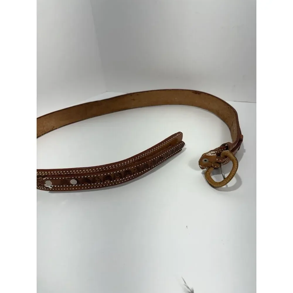 Cintos Belt‎ Western Genuine Leather Calf Hair Brown Mexico Men’s Size 38 Cowboy